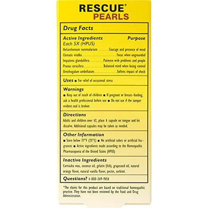 Bach Rescue Pearls - Orange Vanilla Stress Relief, Homeopathic, Gluten & Sugar-Free (6x28)