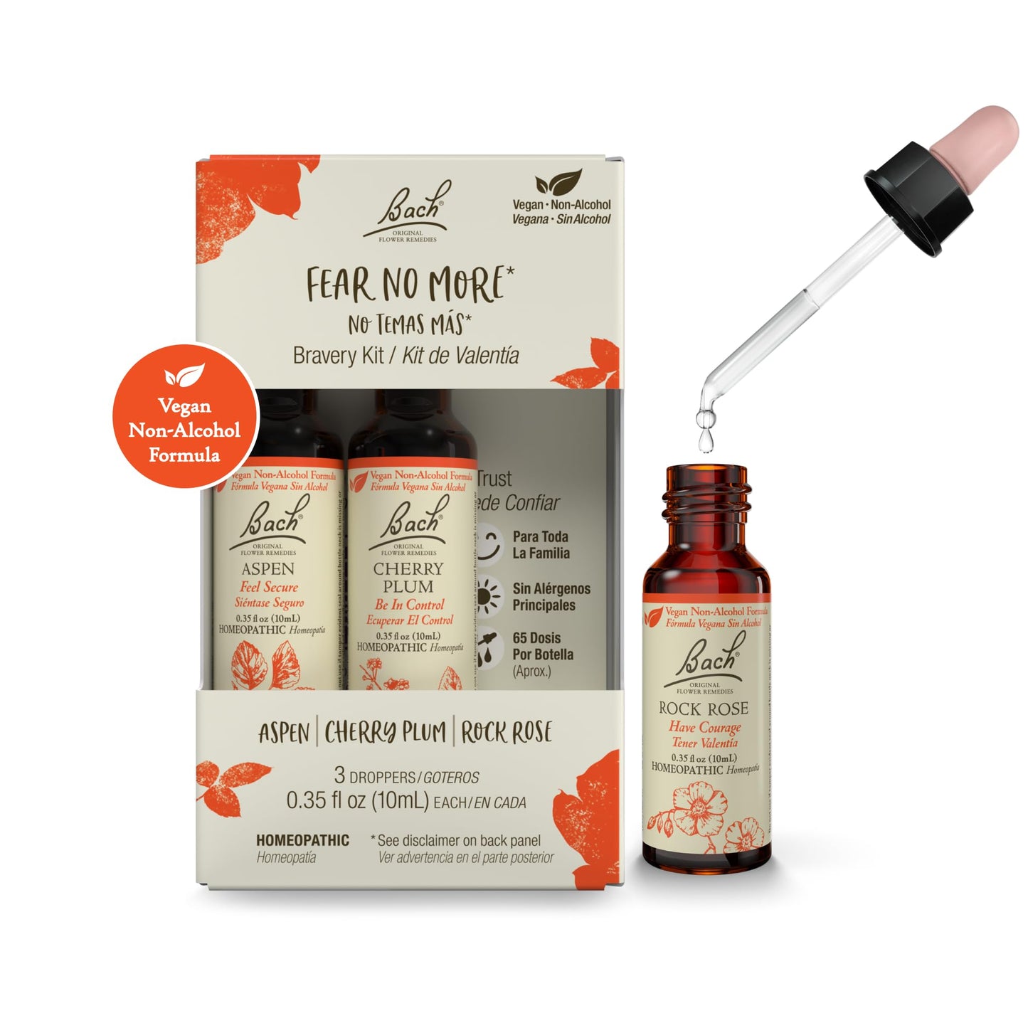 Bach Original Flower Remedies – Fear No More Trio Kit (Non-Alcohol, Vegan) 3 x 10mL
