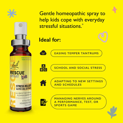 Bach RESCUE Kids Spray 20mL – Stress Relief for Children | Homeopathic Flower Essences