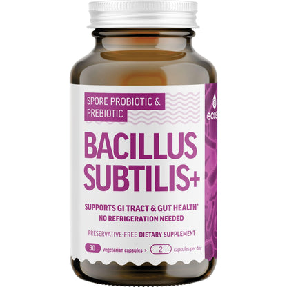 Bacillus Subtilis Spore Probiotic – 6B CFU, Prebiotic Support | 90 Veggie Capsules