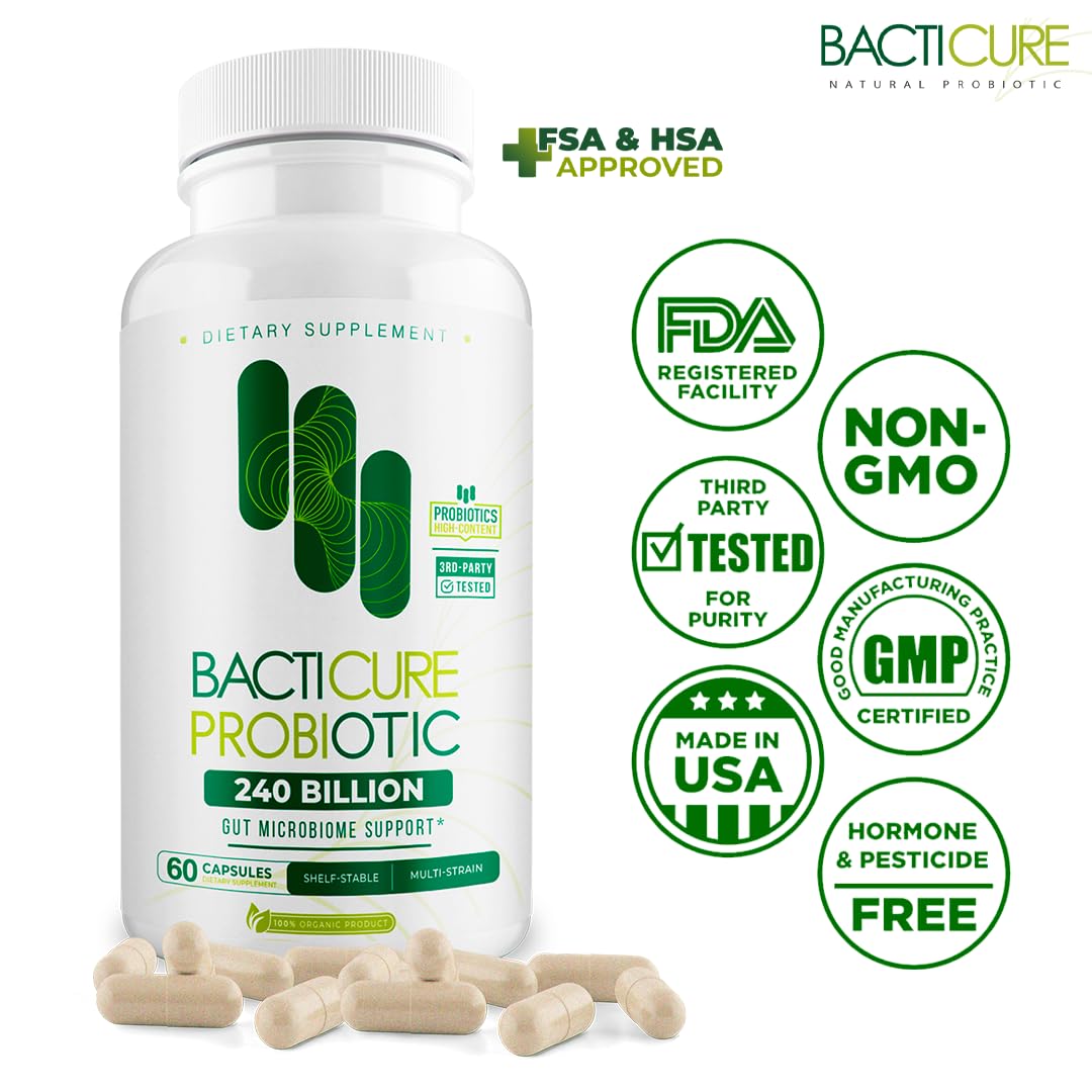 BACTICURE Original Natural Probiotic Capsule – Probiotic Supplement, 60 Count