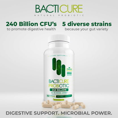 BACTICURE Original Natural Probiotic Capsule – Probiotic Supplement, 60 Count