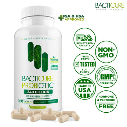 Bacticure Immune Support - 4 Bottles x 60 Capsules, Patented Formula