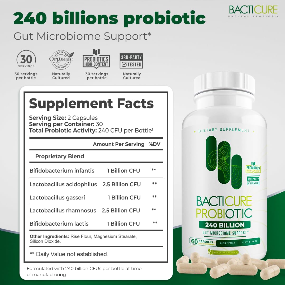Bacticure Immune Support - 4 Bottles x 60 Capsules, Patented Formula