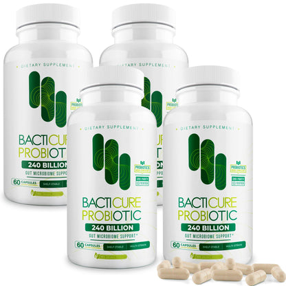 Bacticure Probiotic 240 Capsules | High-CFU Probiotics for Digestion, Gut Health, Immunity & Womens Wellness
