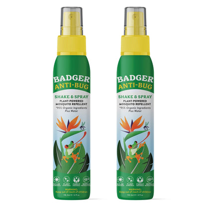 Badger Bug Spray | All-Natural Family-Friendly Mosquito Repellent with Organic Essential Oils | 4 fl oz (2-Pack)