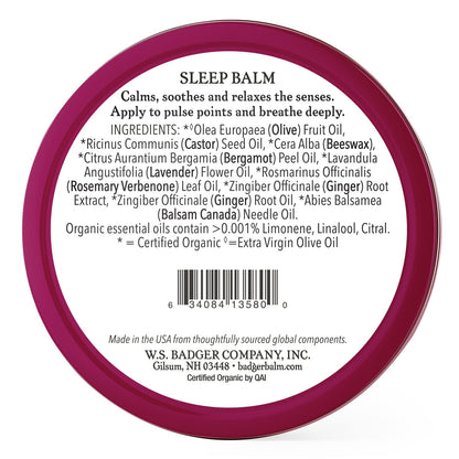 Badger Sleep Balm – Lavender & Bergamot for Relaxing Nights | 2 oz