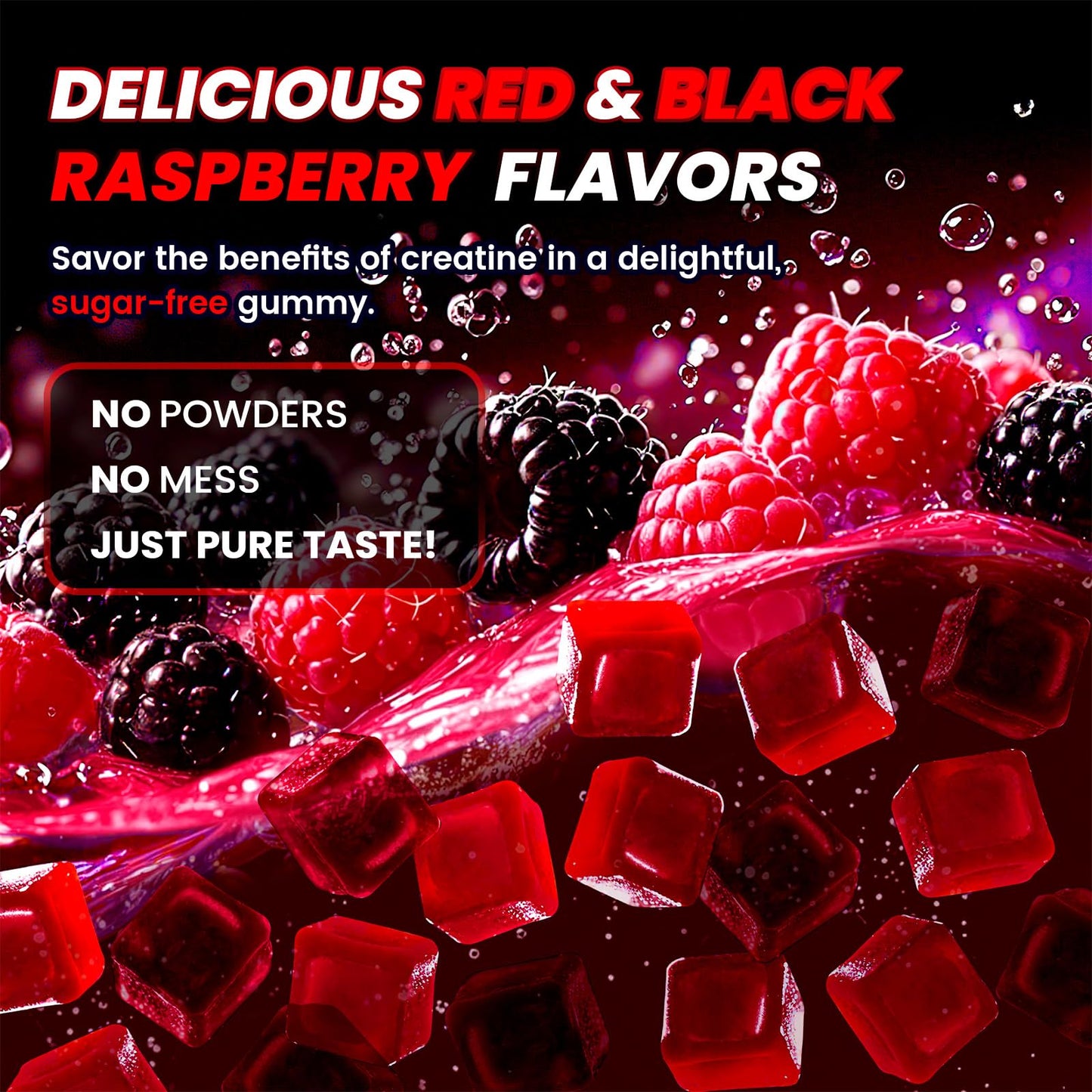 Bageto Creatine Monohydrate Gummies Complex 8000mg – Berry Flavored Vegan Chewables (120 Gummies)