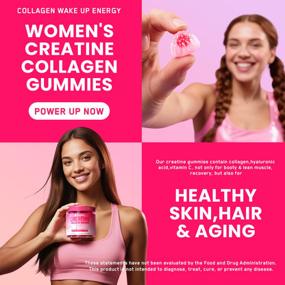 Creatine for Women Gummies – Monohydrate with Collagen, BCAAs & Vitamins (Sugar-Free, Vegan)