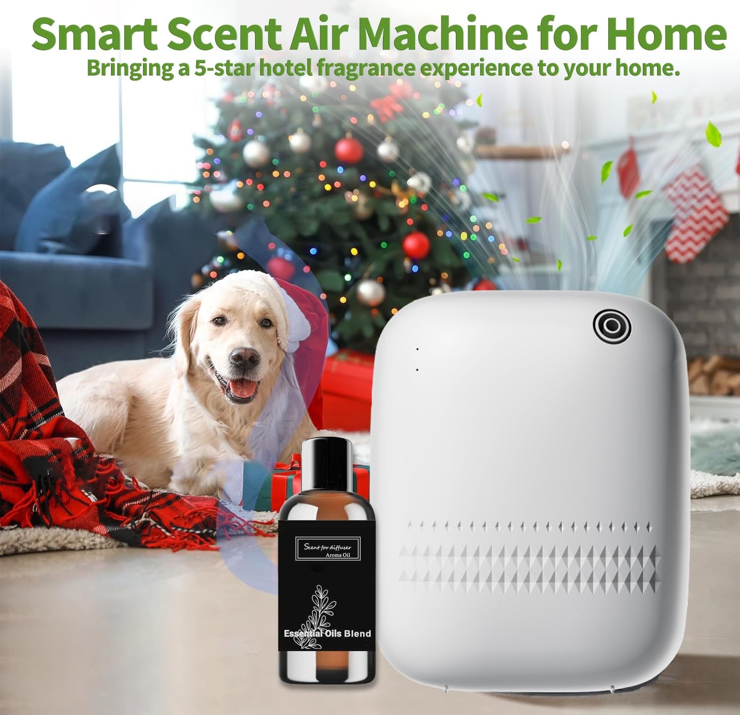 BAIESHIJI Smart Scent Air Machine — 2000 sq ft Cold Diffusion Diffuser + Roy Tranquility Oils