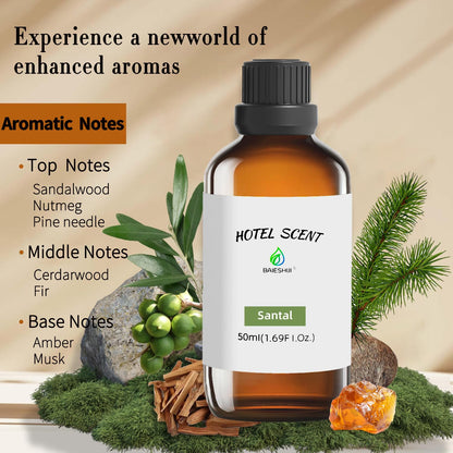 BAIESHIJI Santal Scent Essential Oil for Diffusers – Luxury Hotel-Grade Woodsy Aroma