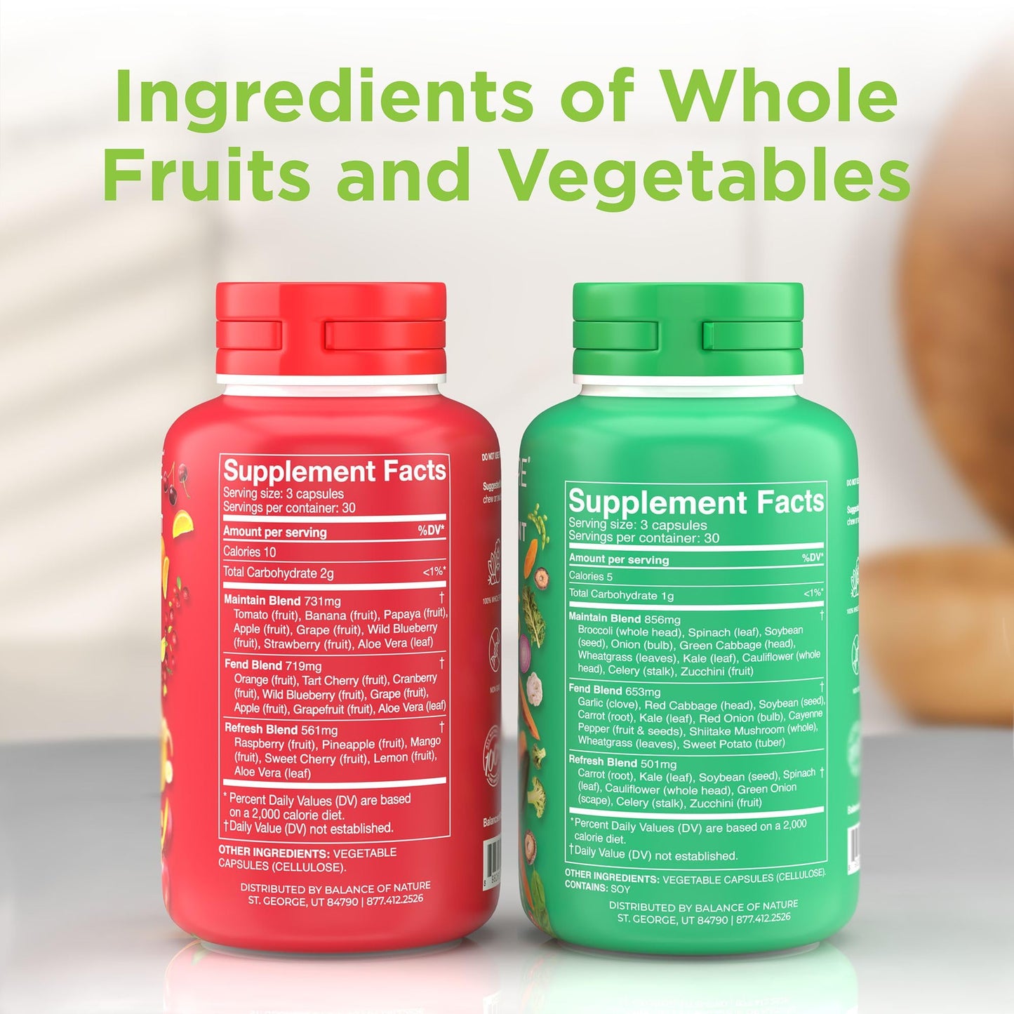Balance of Nature Whole Food Supplements – Fruits & Veggies (90 Capsules, 3 Sets)