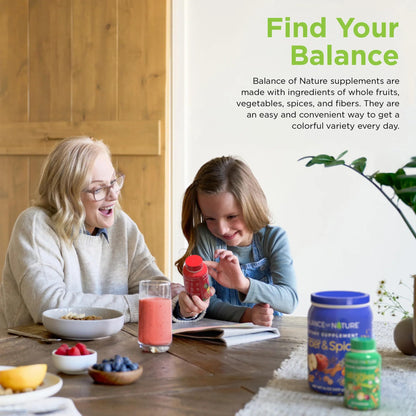 Balance of Nature Whole Health System – Fruits, Veggies & Fiber & Spice Supplements (30 Servings Each)
