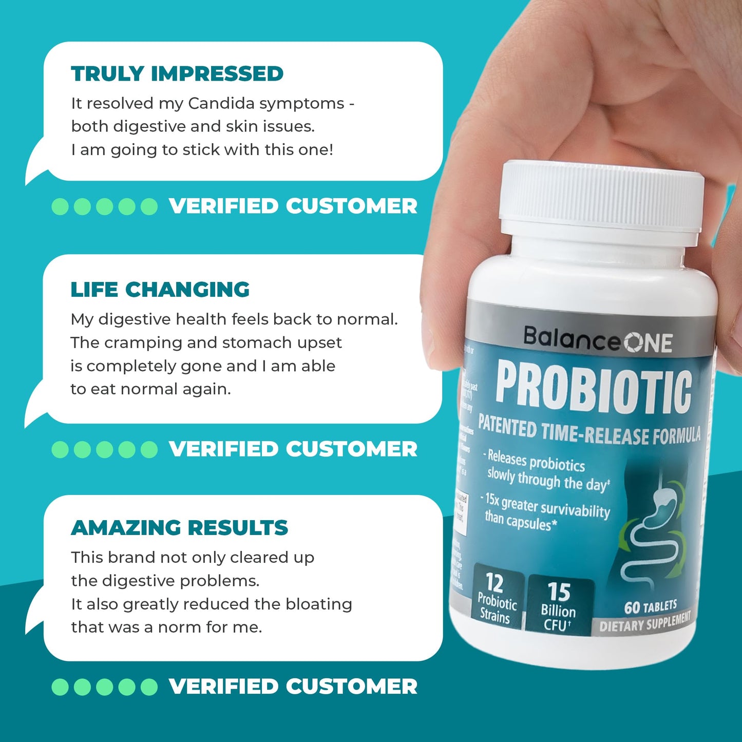 Balance ONE Probiotic for Women & Men – Time-Release 60 Tablets