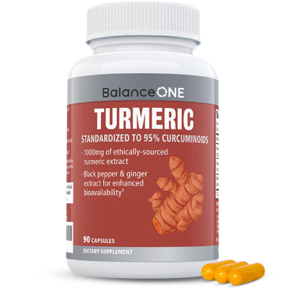 Balance ONE Turmeric 1000mg with 95% Curcuminoids – Joint Support & Antioxidant