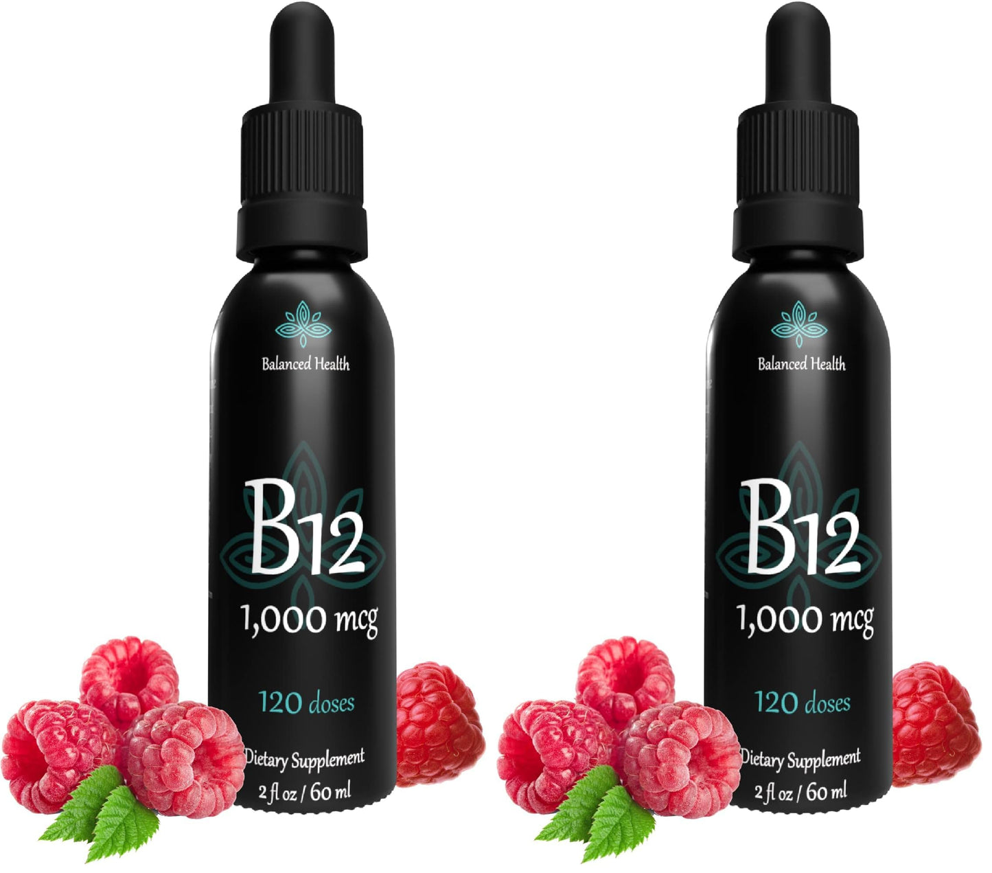 Balanced Health B12 1,000 mcg Sublingual Drops – Raspberry, 2oz, 120 Servings (Pack of 2)