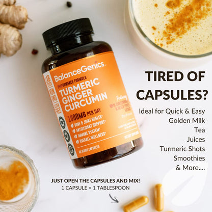 BalanceGenics Turmeric Curcumin 1000mg | Black Pepper & Ginger | 60 Caps