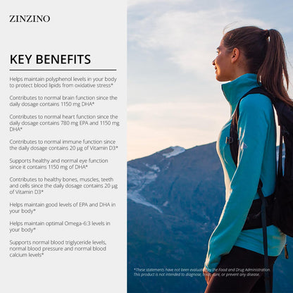 Zinzino BalanceOil+ Vegan Lemon – Marine Micro-Algae, Olive Oil & Vegan D3, 300 ml