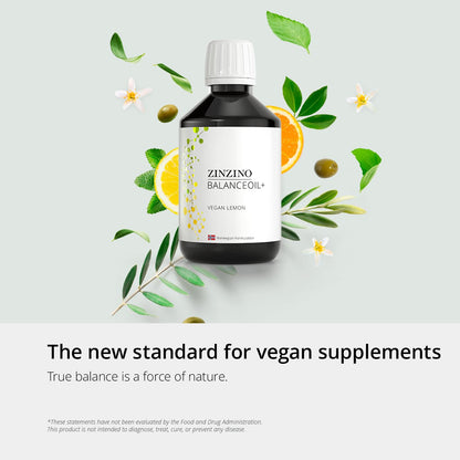 Zinzino BalanceOil+ Vegan Lemon – Marine Micro-Algae, Olive Oil & Vegan D3, 300 ml