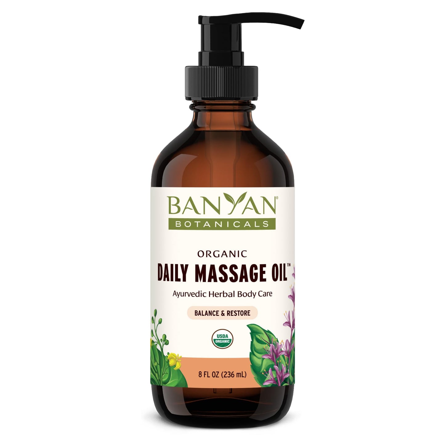 Banyan Botanicals Daily Massage Oil – Organic Ayurvedic Abhyanga Oil, 8 oz