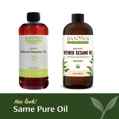 Banyan Botanicals Sesame Oil – Organic Refined 16 oz for Skin, Hair & Massage