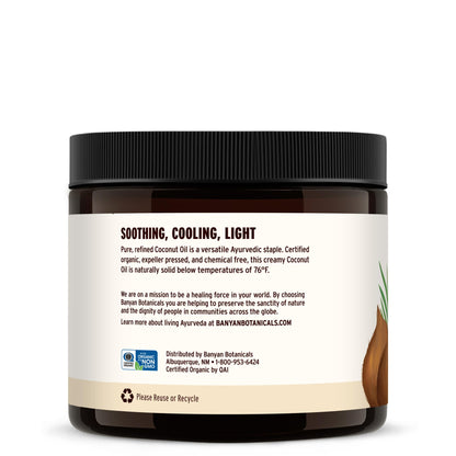 Banyan Botanicals Coconut Oil – Expeller Pressed Organic Coconut Oil for Skin, Hair & Massage – 14.5 oz
