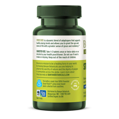 Banyan Botanicals Stress Ease – Organic Ashwagandha Adaptogen, 90 Tablets – Vegan, Non-GMO