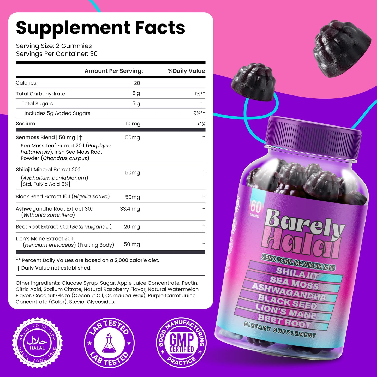 Barely Halal Ashwagandha Gummies – Vegan Mood & Focus Support (Halal Certified)
