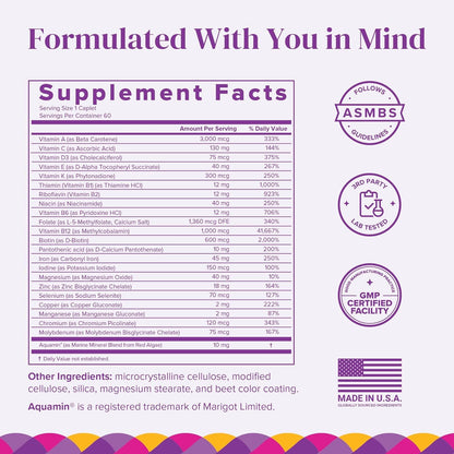 BariMelts Once Daily Bariatric Multivitamin with Iron – 60 Caplets (2-Month Supply) for Women