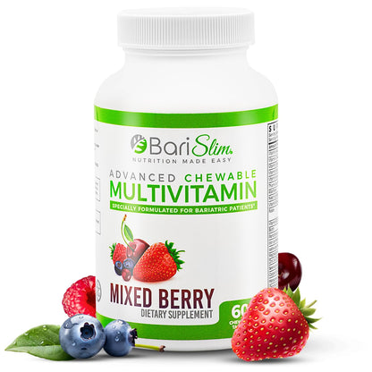 BariSlim Advanced Chewable Bariatric Multivitamin – Post-Bariatric Nutrition (Mixed Berry, 60 Count)