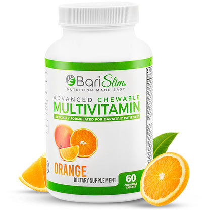 BariSlim Advanced Chewable Bariatric Multivitamin Tablets – Post-Bariatric Vitamin (Gastric Bypass & Sleeve) Orange | 60 Count