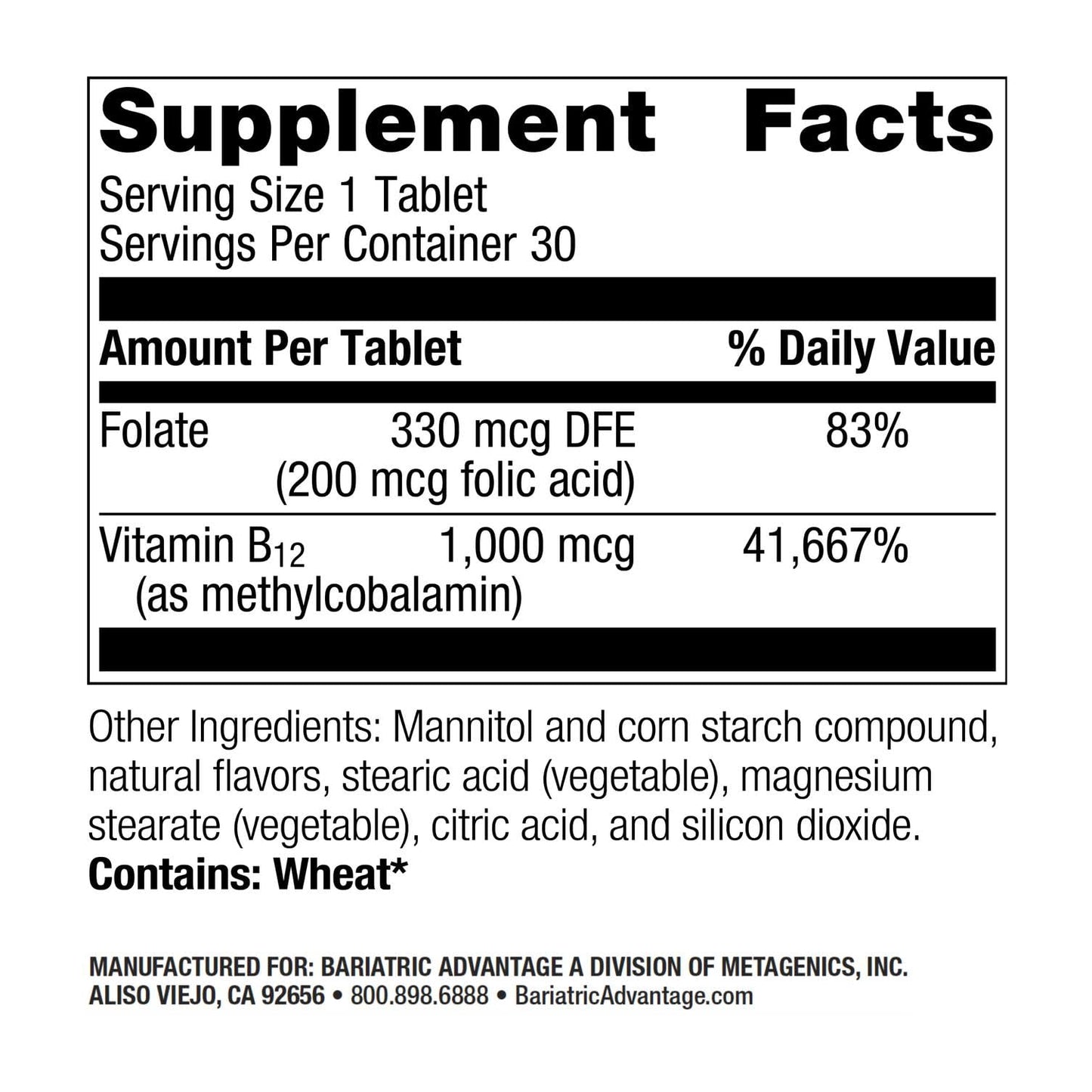 Bariatric Advantage B-12 Speedy Melts - 1000 mcg B12, 200 mcg Folic, Black Cherry, 30 ct