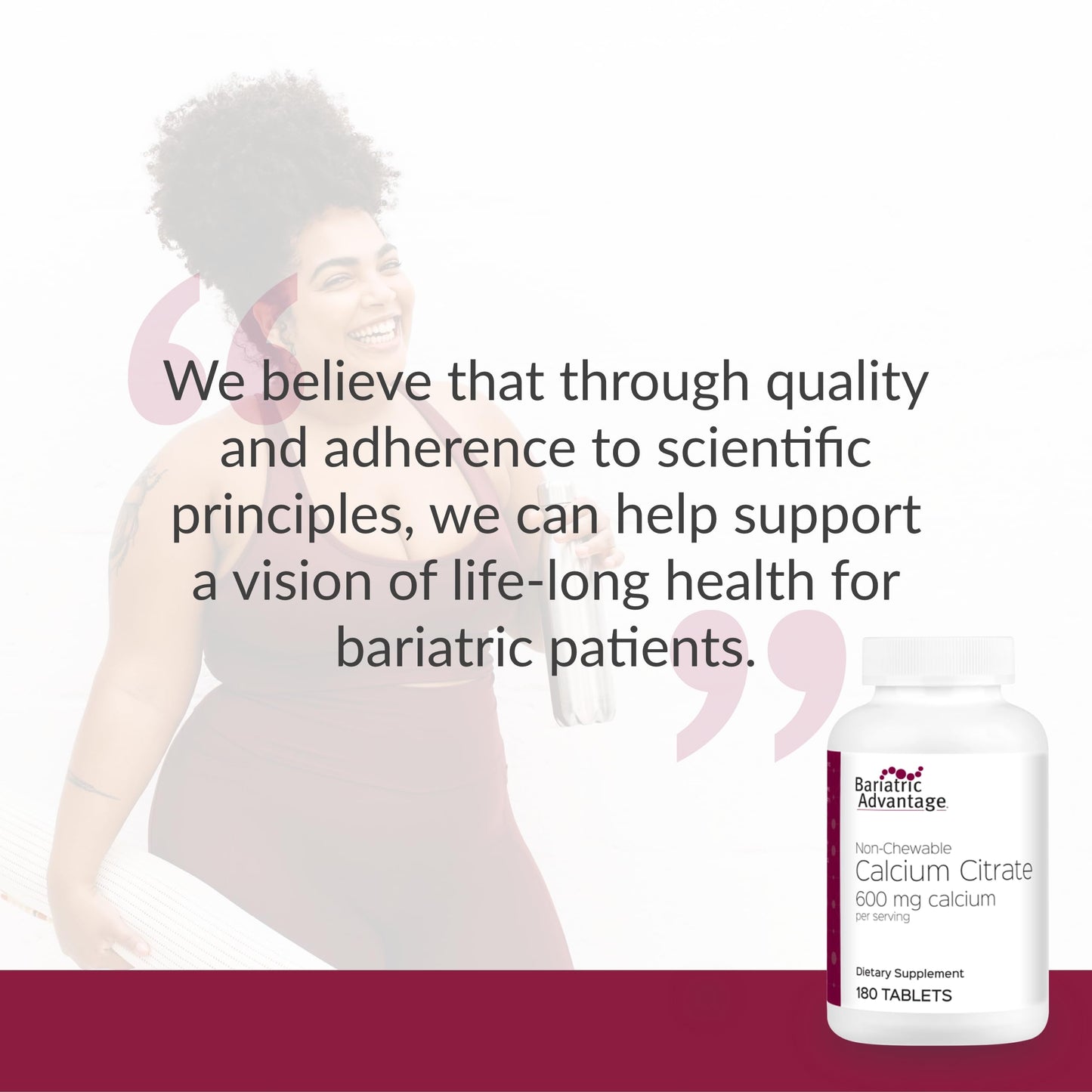 Bariatric Advantage Calcium Citrate 600 mg Non-Chewable | Vitamin D3 | 180 Tablets