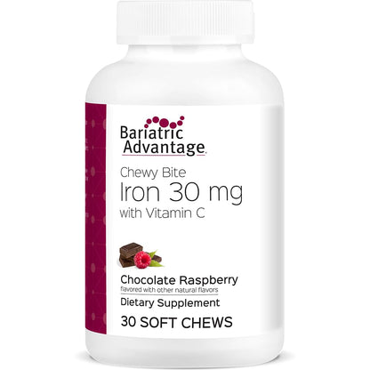 Bariatric Advantage Iron Chewy Bite – Chocolate Raspberry Truffle, 30 mg Iron, 60 mg Vitamin C, 30 Count