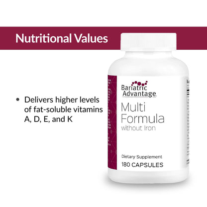 Bariatric Advantage Multi Formula without Iron – High Potency Bariatric Multivitamin (180 Capsules)