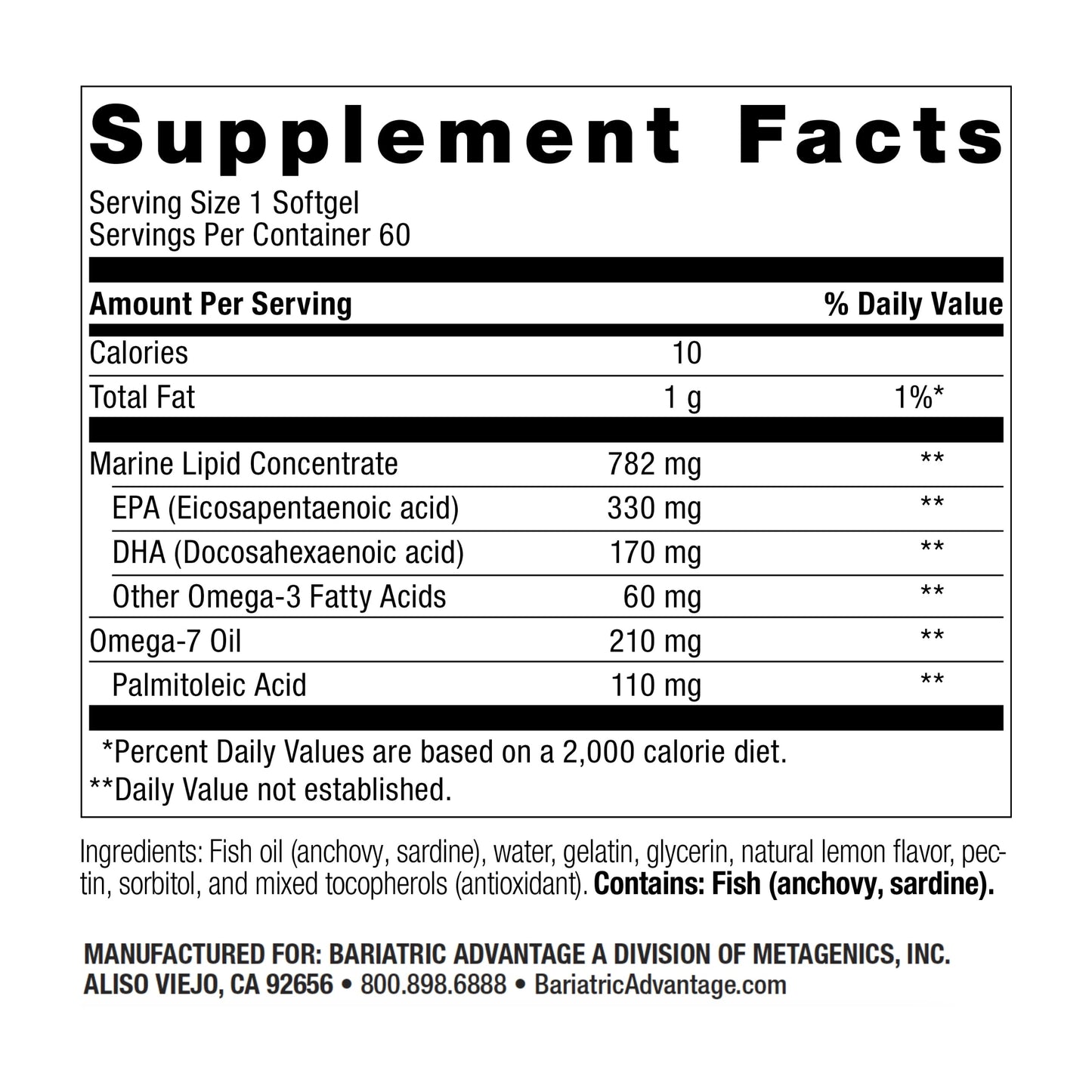 Bariatric Advantage OmegaVanta 10 – Enteric Omega-3 (EPA/DHA) 60 Count