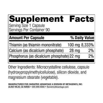 Bariatric Advantage B1 Thiamin 100 mg – Easy Digest, 90 Count