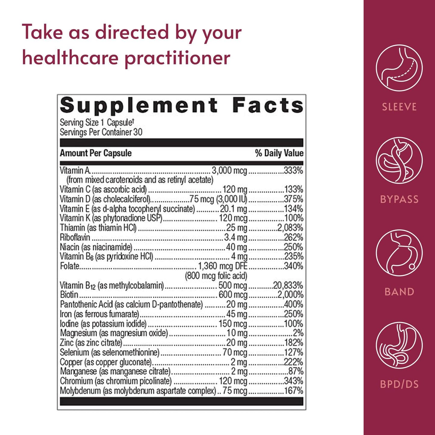 Bariatric Advantage Ultra Solo with Iron – Once-Per-Day Multivitamin for Bariatric Patients (30 Count) – Gluten-Free