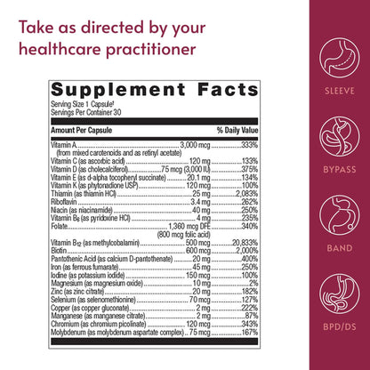 Bariatric Advantage Ultra Solo with Iron – Once-Per-Day Multivitamin for Bariatric Patients (30 Count) – Gluten-Free