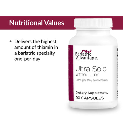 Bariatric Advantage Ultra Solo Without Iron – Once-Per-Day Bariatric Multivitamin (Gluten-Free) – 90 Count