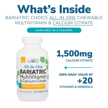 Bariatric Choice All-in-One Chewable Bariatric Multivitamin with Iron & Calcium Citrate Tropical Citrus 120ct