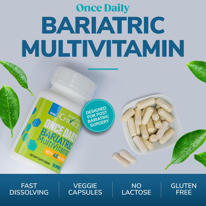 Bariatric Choice Once-Daily Multivitamin with 45 mg Iron | 90 Count | Bariatric Surgery Vitamins