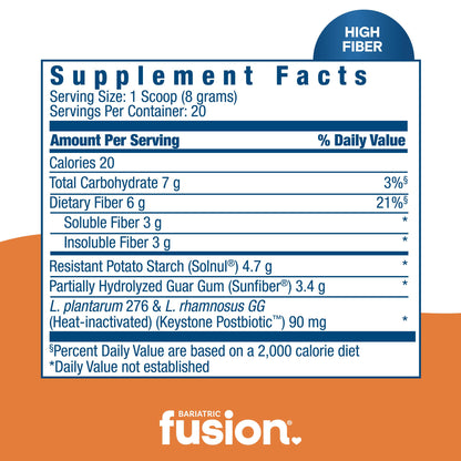 Bariatric Fusion GLP-1 Gut Health Booster - High Fiber Prebiotic Powder for Women & Men | 20 Servings