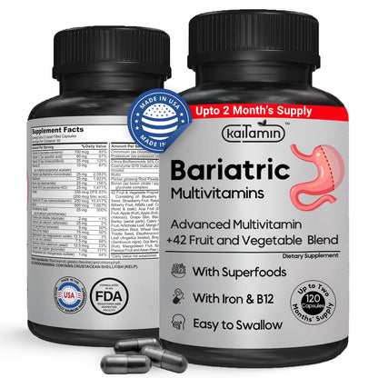 Bariatric Multivitamin with Iron – Post Bariatric Surgery Support (120 Caps, 2-Month Supply) – Gluten-Free