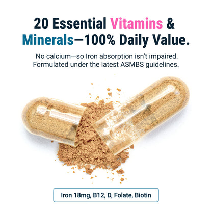 BariatricPal Multivitamin ONE 1 Per Day – Bariatric Multivitamin with Iron (30 Count)