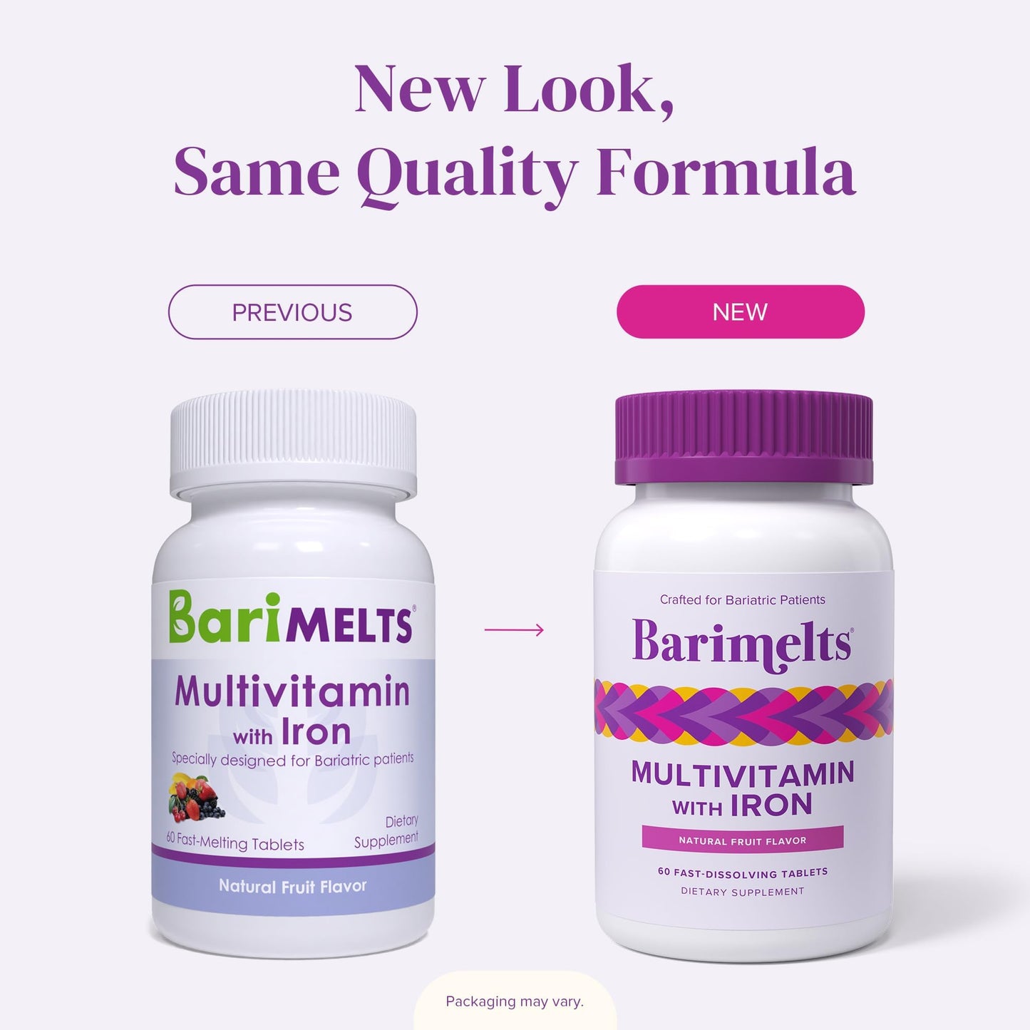 BariMelts Bariatric Multivitamin with Iron – 60 Fast-Dissolving Tablets, Sugar-Free, Natural Fruit Flavor
