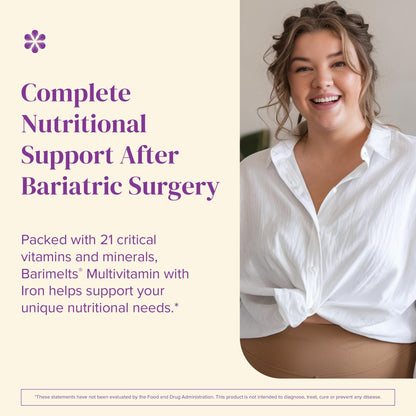 BariMelts Bariatric Multivitamin with Iron – 60 Fast-Dissolving Tablets, Sugar-Free, Natural Fruit Flavor
