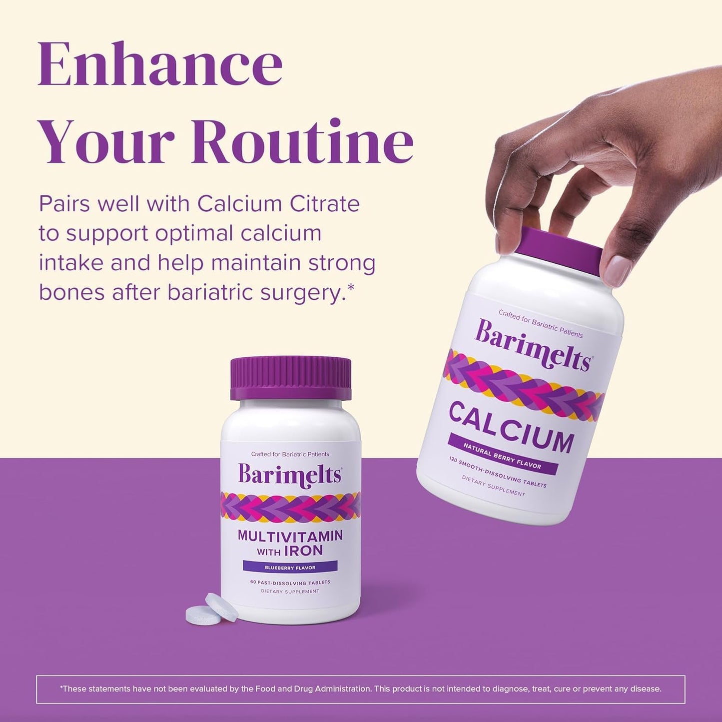 BariMelts Bariatric Multivitamin with Iron - 60 Fast-Dissolving Tablets | Sugar-Free Post-Op Vitamin