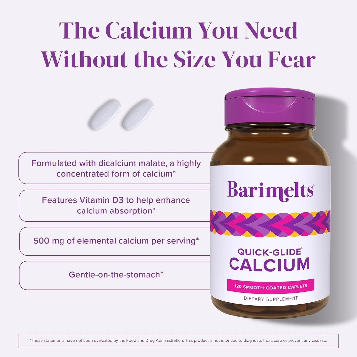 Barimelts Quick-Glide Calcium – Easy-to-Swallow Bariatric Calcium with Vitamin D3