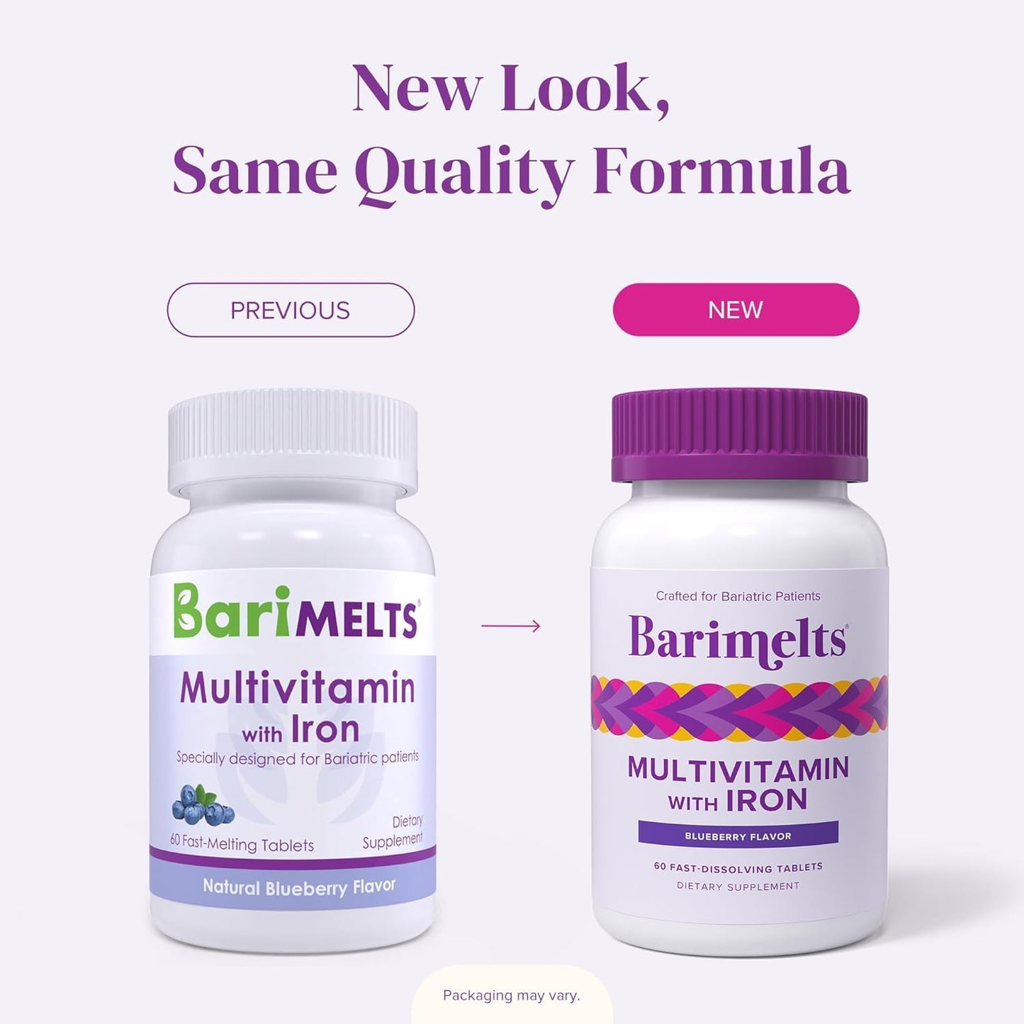 BariMelts Bariatric Multivitamin with Iron - 60 Fast-Dissolving Tablets | Sugar-Free Post-Op Vitamin